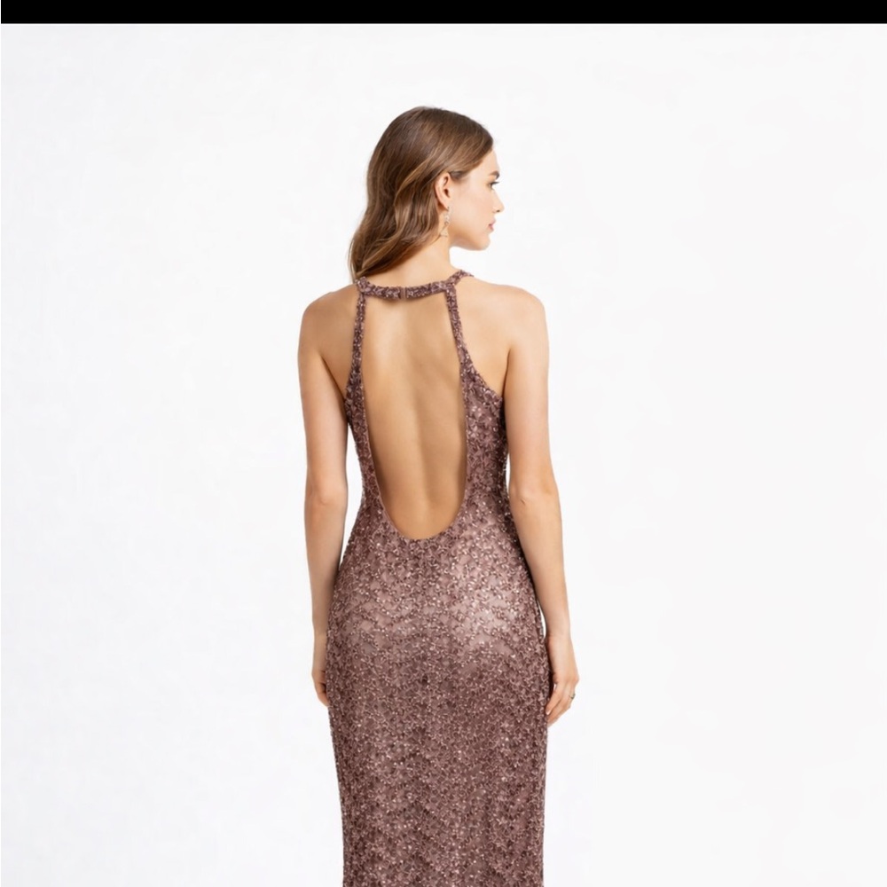 Adrianna Papell halter lace low back long gown - Picture 12 of 12
